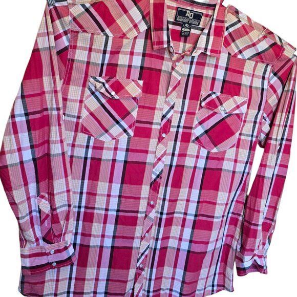 AMONGST OTHERS Pearl Snap Plaid Western Shirt sz 5XL - Picture 2 of 5